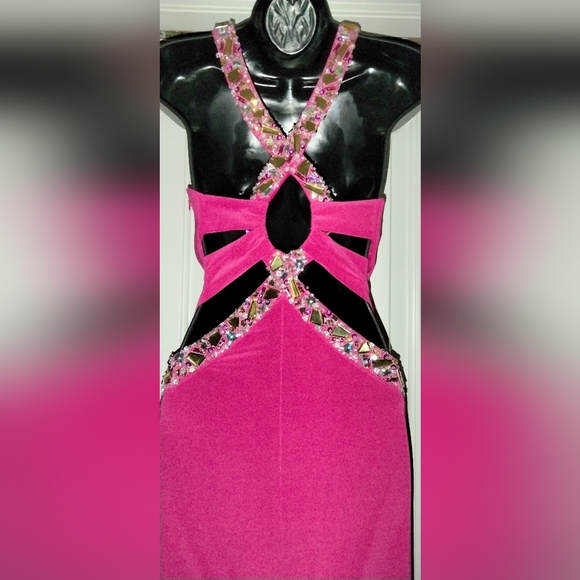Women's Fuchsia Embellished Evening Dress/Prom Dress/Cocktail Dress Size 2 - Picture 7 of 7